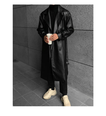 Faux Leather Trench Coat
